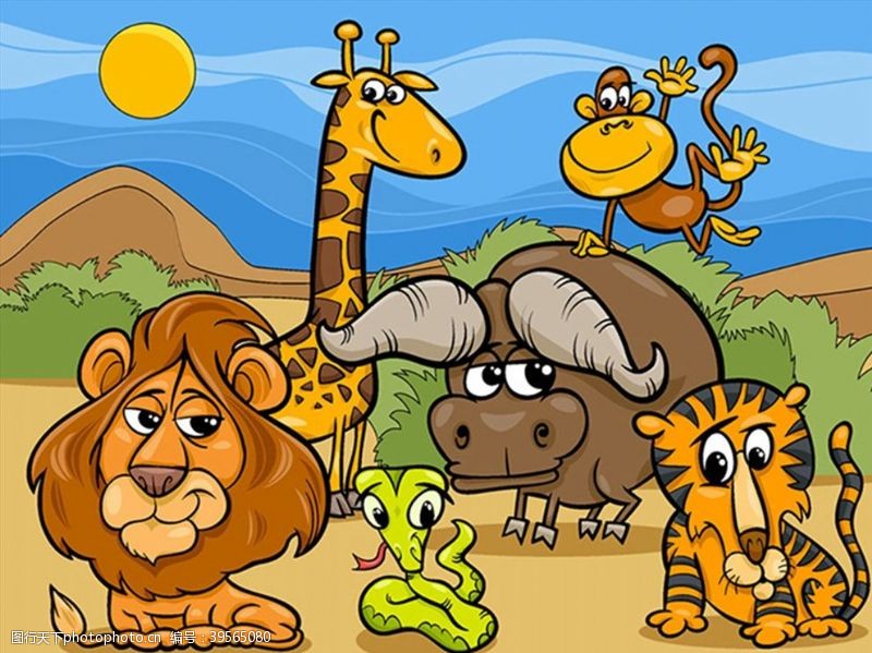 卡通雄狮子卡通动物插画图片