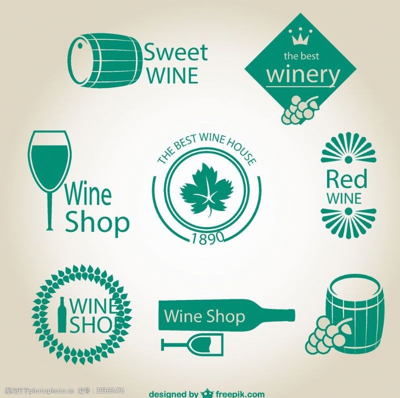 高清葡萄酒绿色葡萄酒标签图片