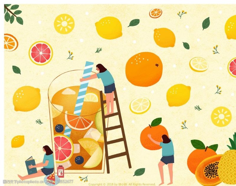 水果插画柠檬酸图片