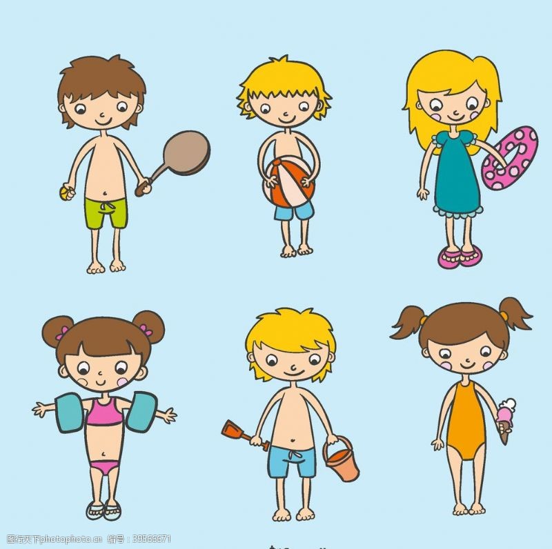 游泳卡沙滩孩童设计图片