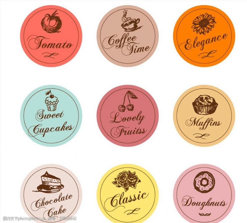 樱花标签设计手绘食物标签图片