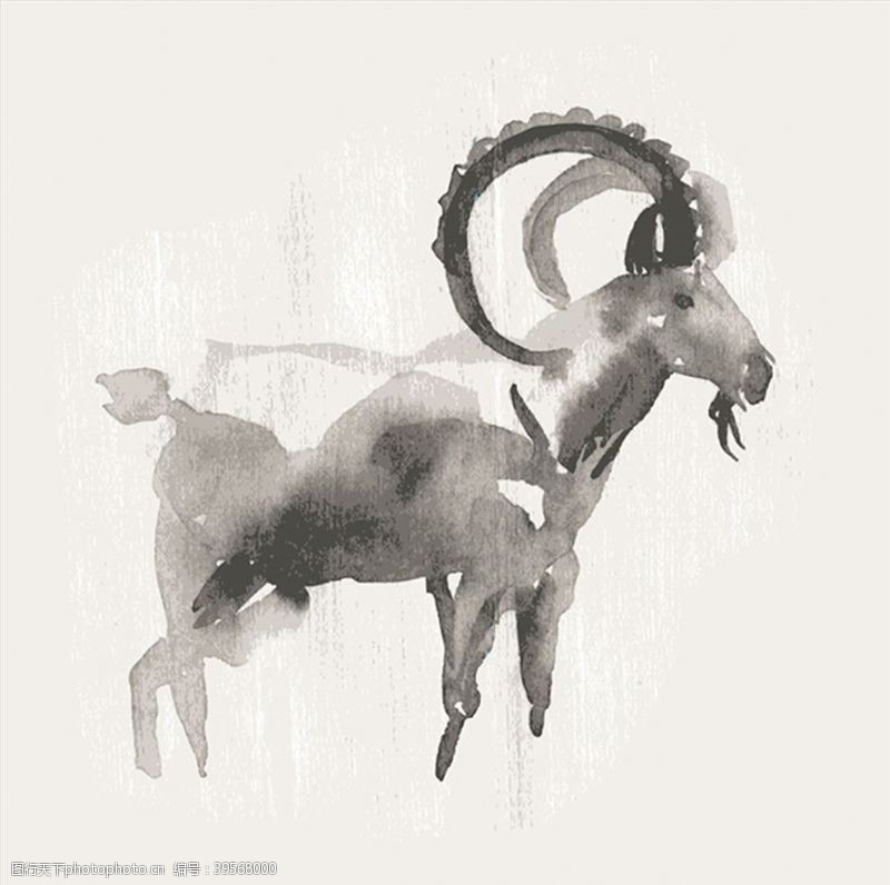 动物卡通水彩山羊图片