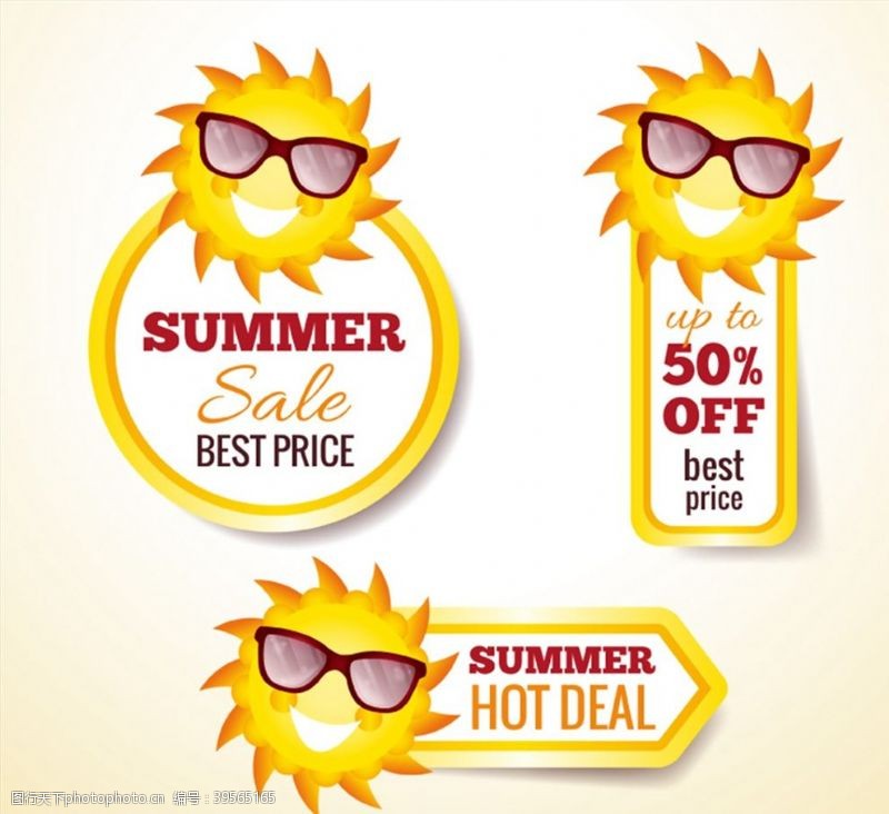 太阳镜促销广告夏季折扣标签图片