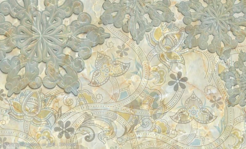 布艺传统花纹雪花纹壁纸图片