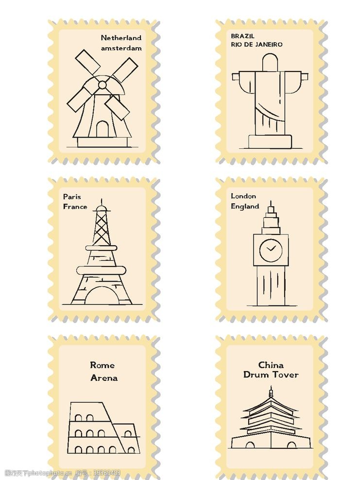 线框标签邮戳图片