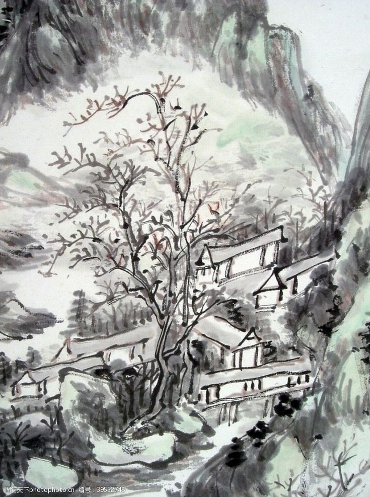 横竖版中国风水墨画高清山水字画图片