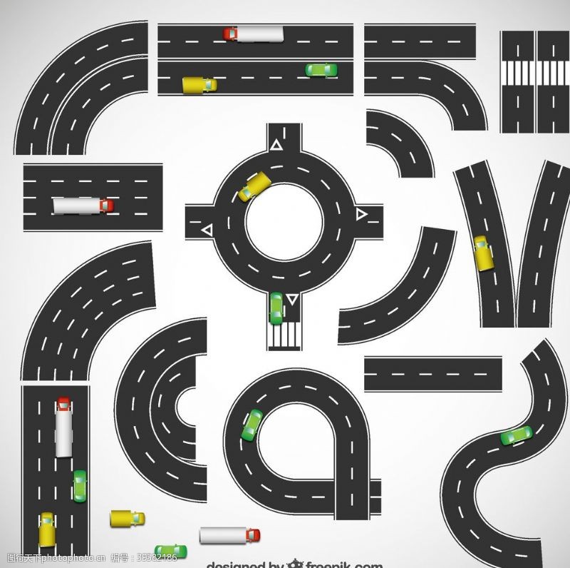 环岛公路图道路设计矢量图片