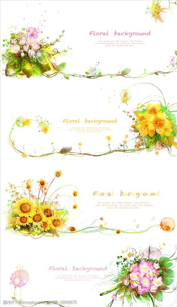 韩国花纹底纹花卉图片