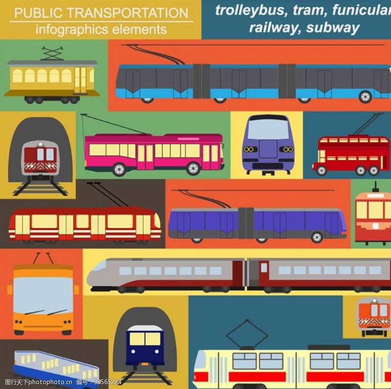 矢量城市公共交通信息图图片