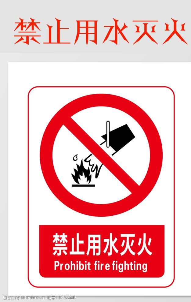 警示展板禁止用水灭火图片