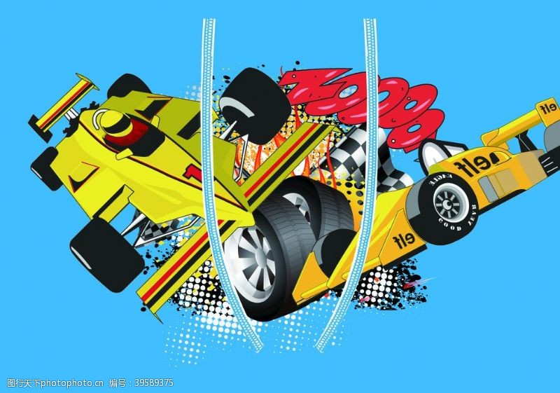 印花素材汽车卡通方程式F1赛车图片