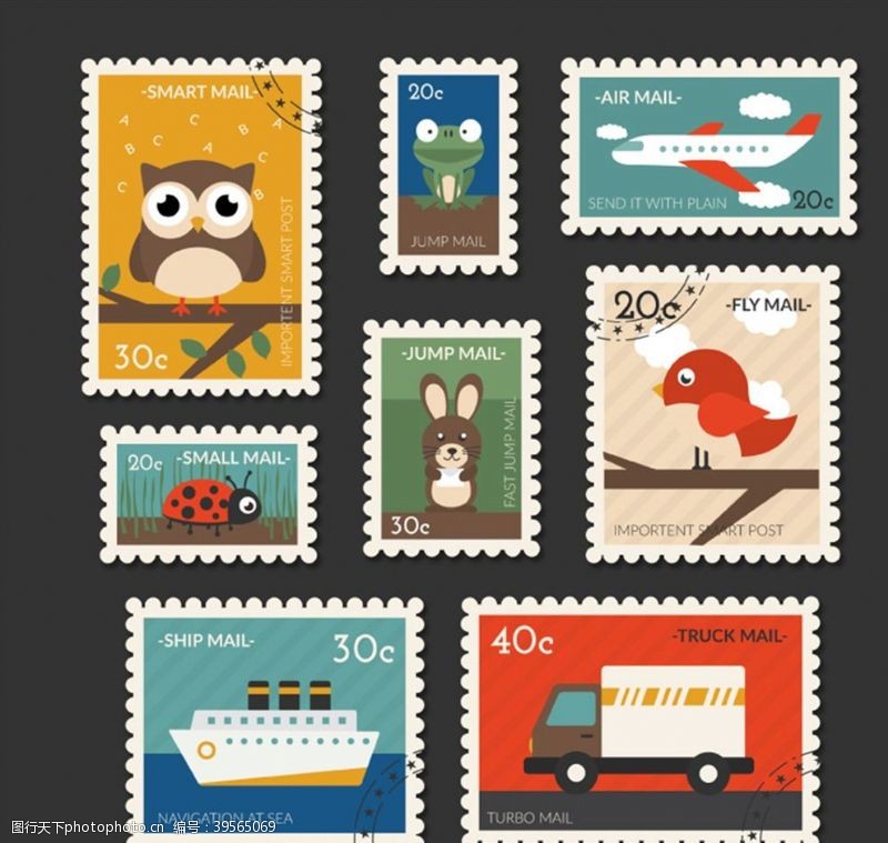 青蛙旅行与动物邮票图片