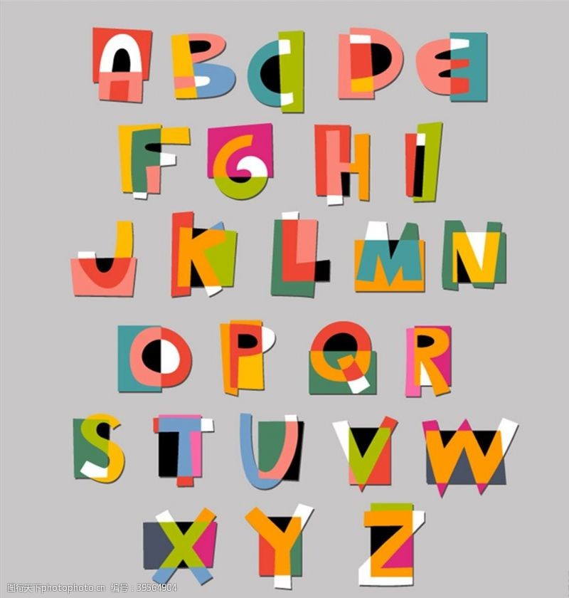 英文字母矢量素材拼接字母设计图片