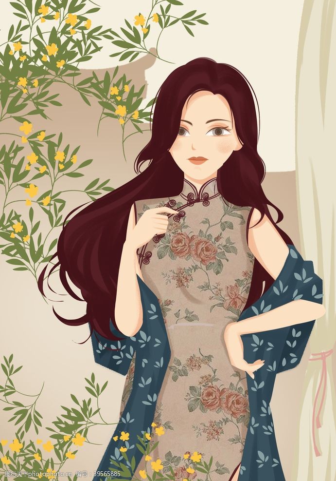 中式礼服旗袍海报图片