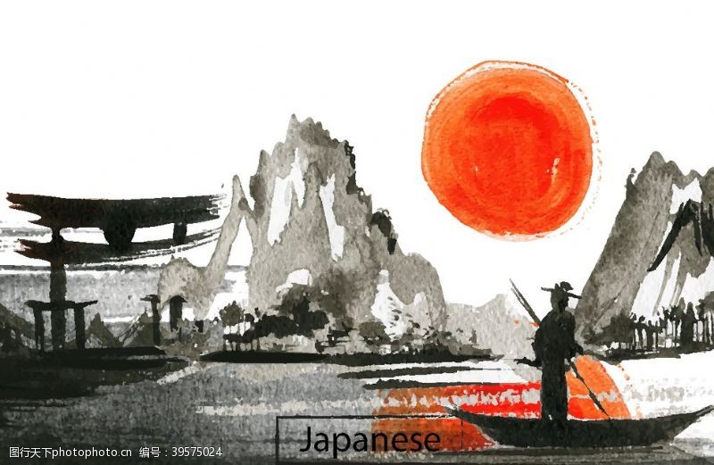 日本旅游海报山水画图片