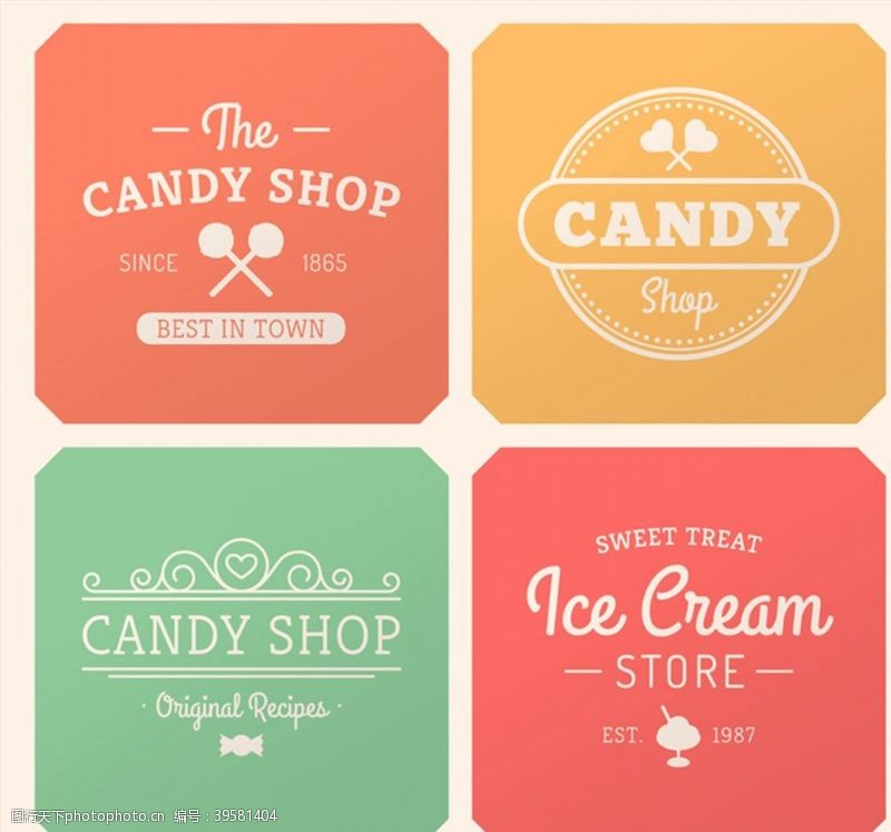 冰花甜品店卡片矢量图片