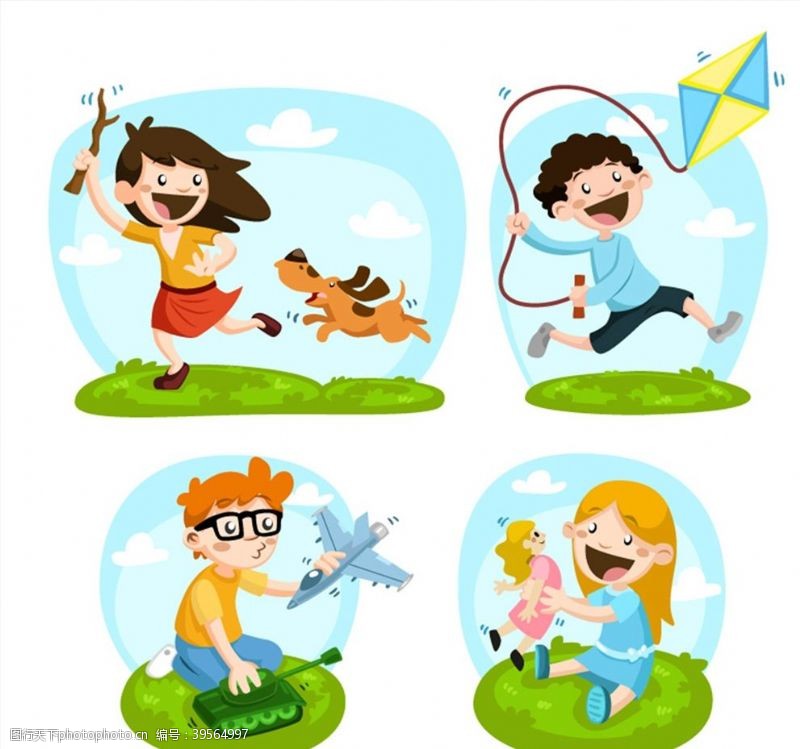 风筝玩耍的孩子图片