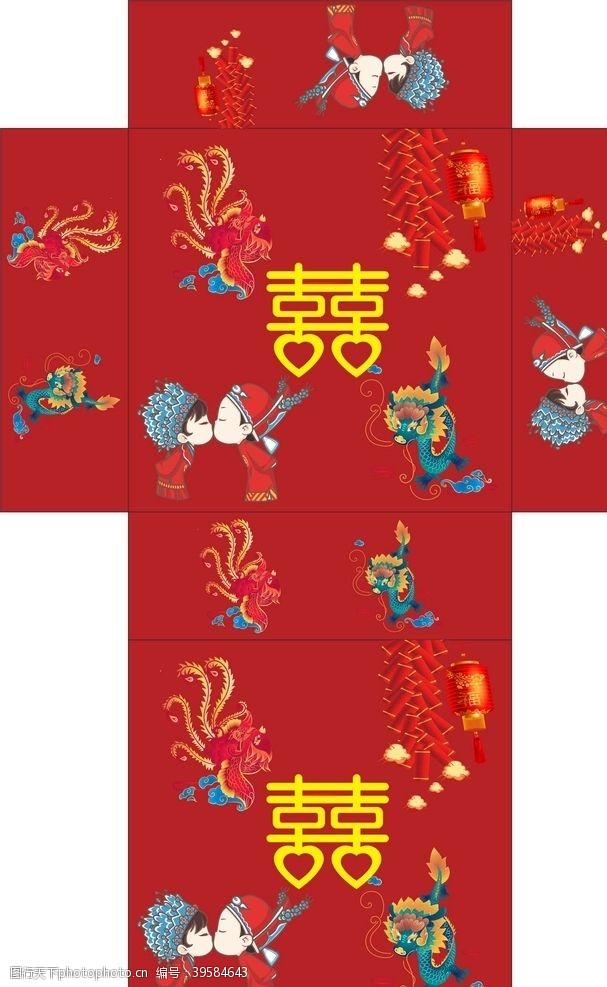 ktv纸巾盒喜庆广告抽纸盒平面图图片