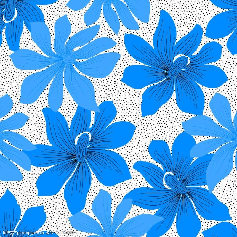 植物涂鸦素材圆点蓝色花图片