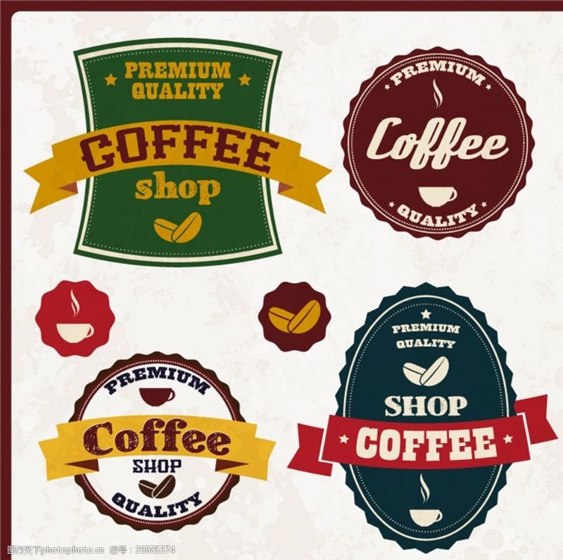 咖啡图标彩色咖啡标签图片