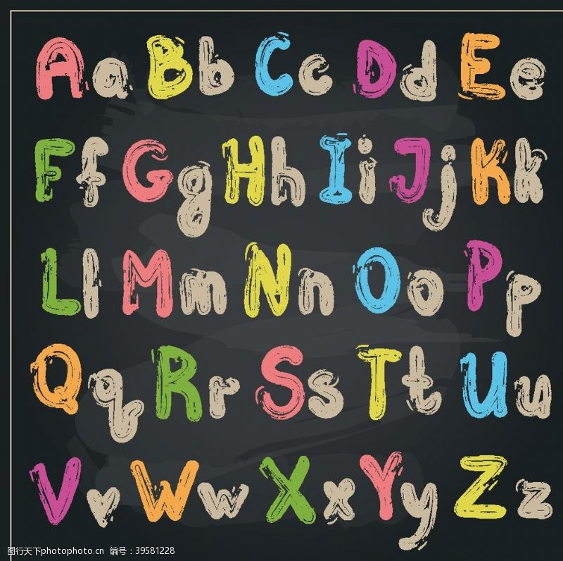 英文字母矢量素材粉笔字母矢量图片