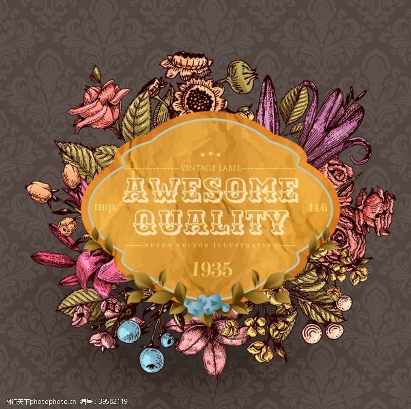 郁金香花卉装饰标签图片