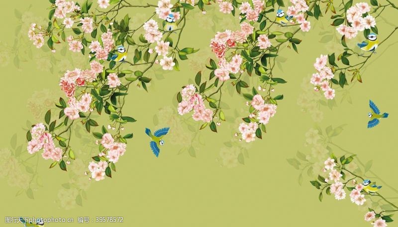 喜鹊黄鹂翠柳梅花图片