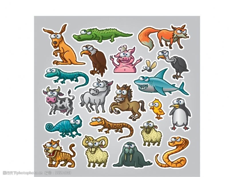 动物卡片卡通动物贴纸图片
