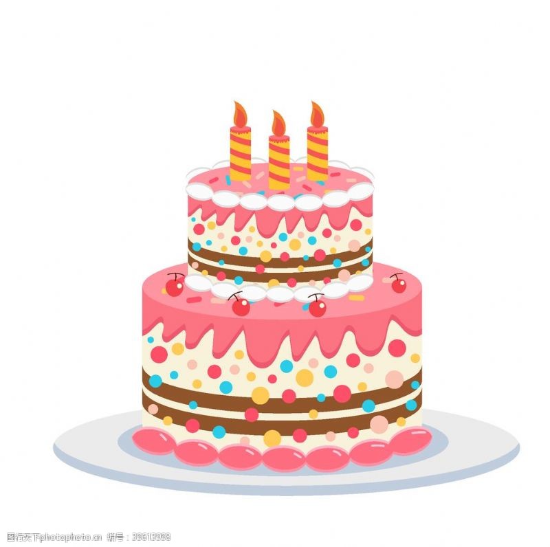奶油蛋糕卡通手绘草莓奶油生日蛋糕图片
