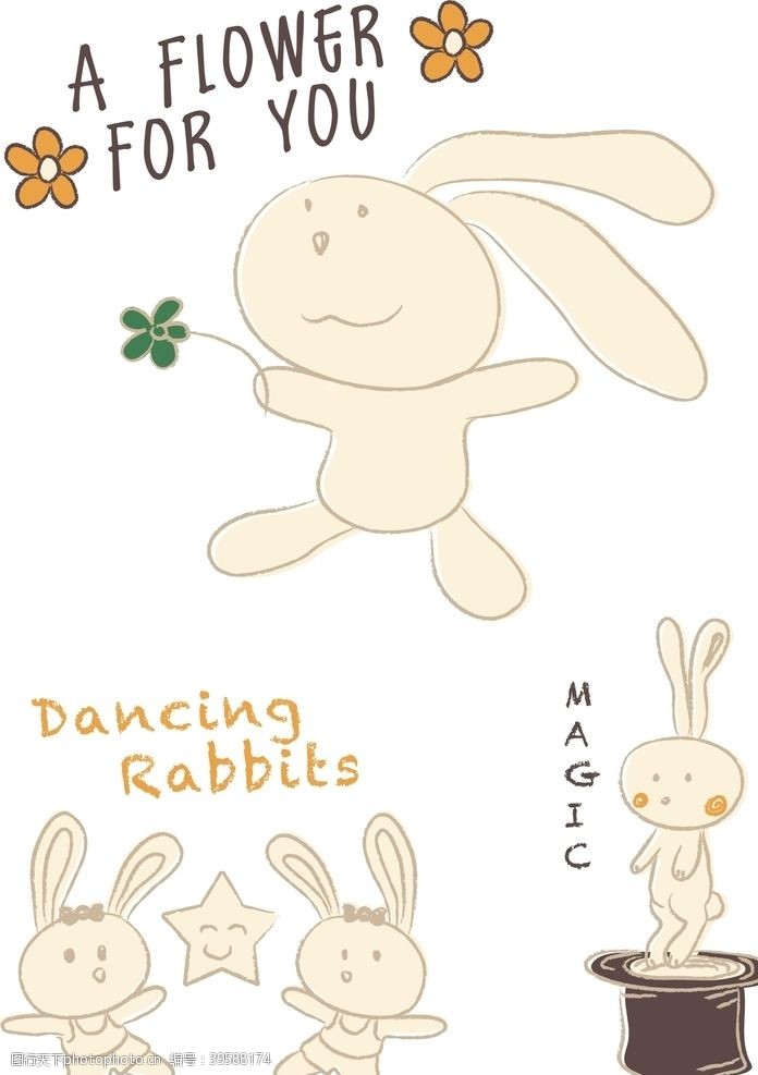 兔子印花图案卡通素材图片