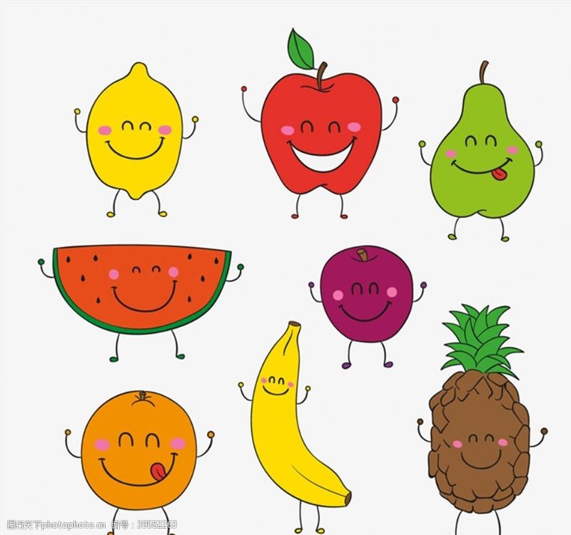 矢量水果卡通卡通笑脸水果图片