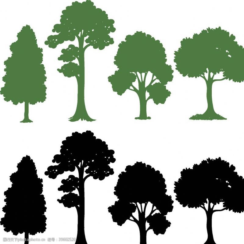 手绘树木树矢量图图片