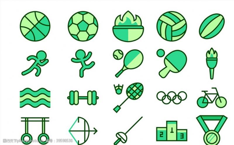 2008奥运运动体育器材图标图片