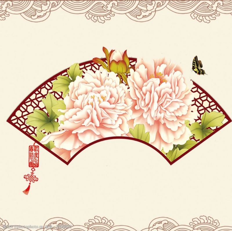 花框中国风花卉素材图片