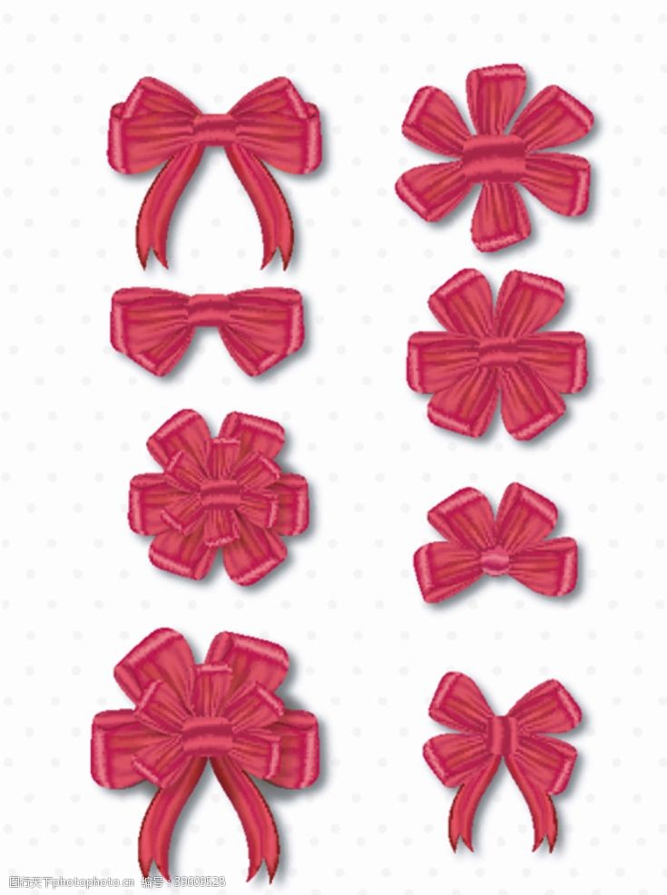 扁平圣诞元素红色丝带领结拉花素材图片