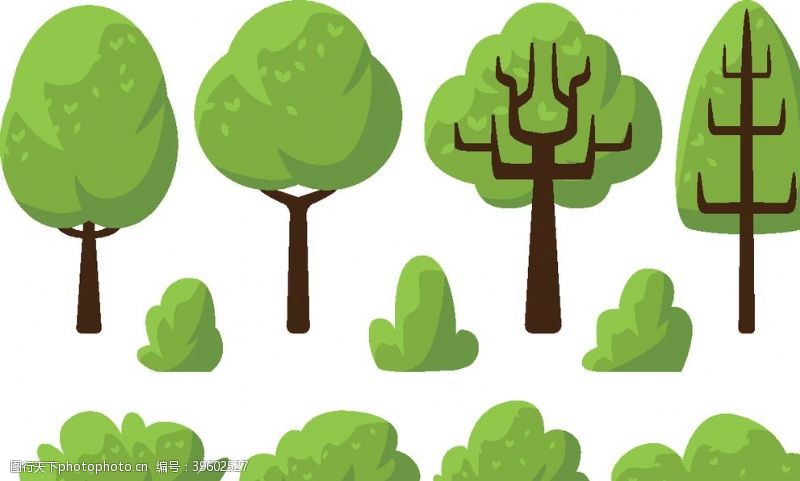 植树造林景观树矢量图图片