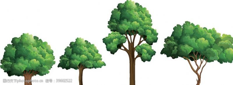 植树造林卡通大树矢量图图片