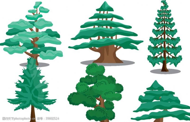 植树造林卡通大树图片
