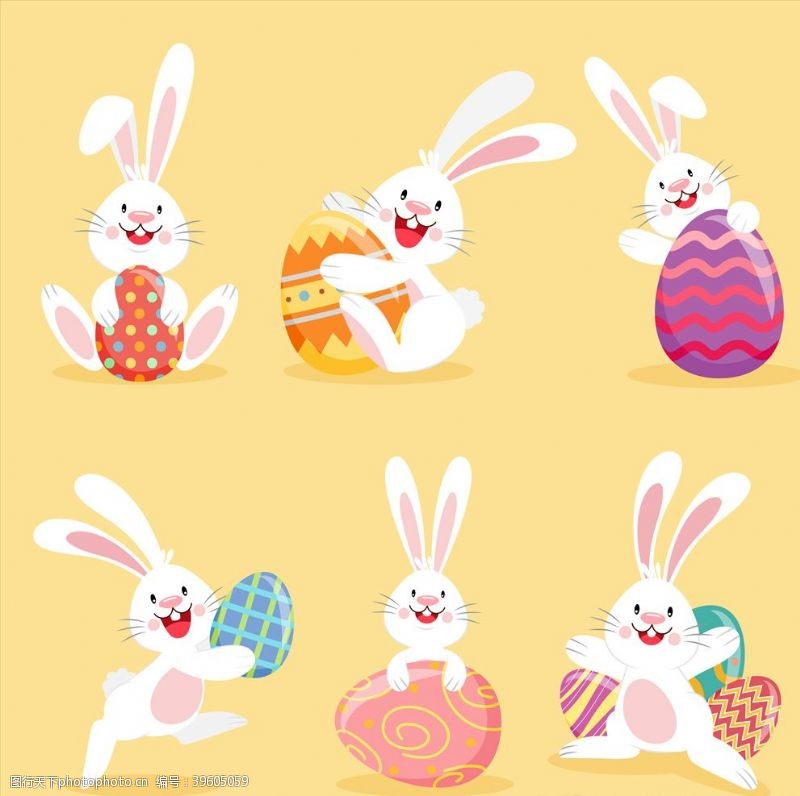兔子蛋卡通复活节图片
