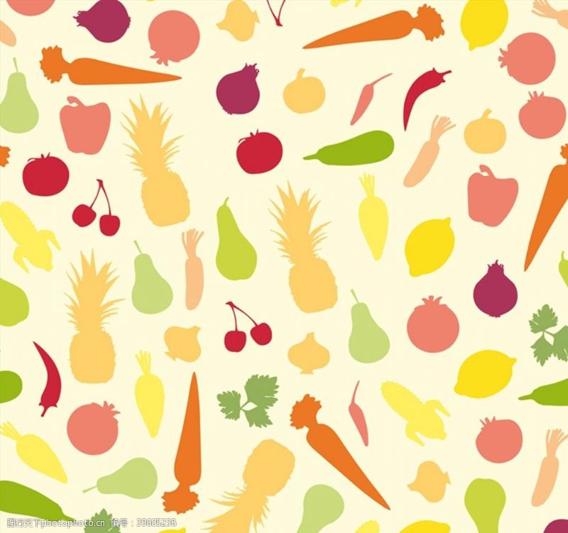 矢量柿子蔬菜水果无缝背景图片