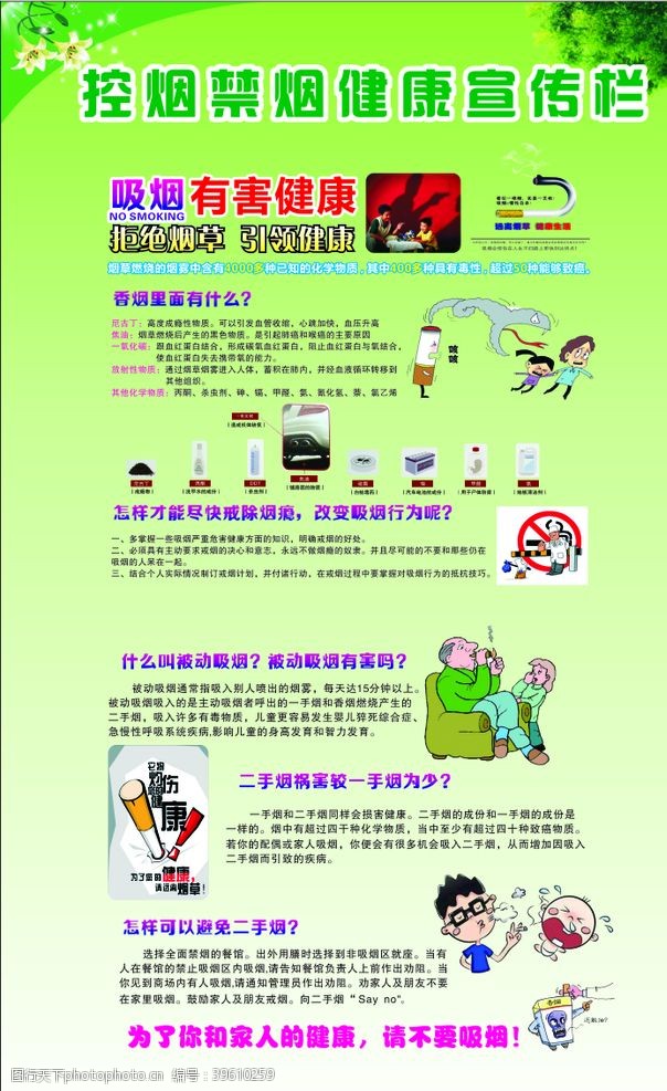 吸烟危害健康控烟禁烟健康宣传栏图片