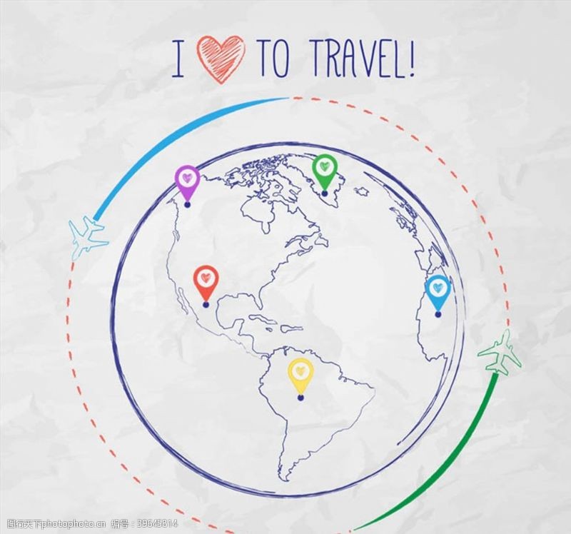 旅行矢量素材环球旅行插画图片