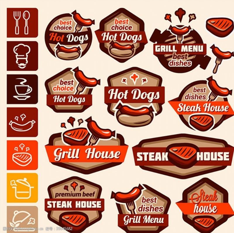 美食标签烤肉图标标签图片