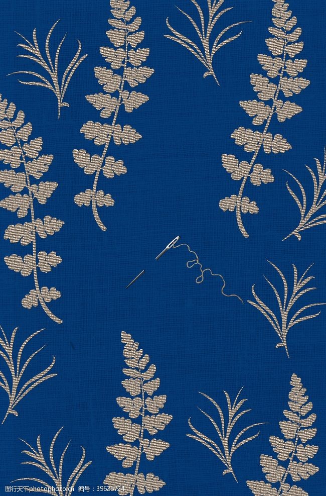 蓝色背景蓝色复古刺绣效果背景海报素材图片