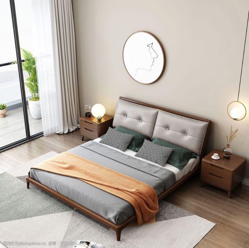 家具系列实木软包床图片