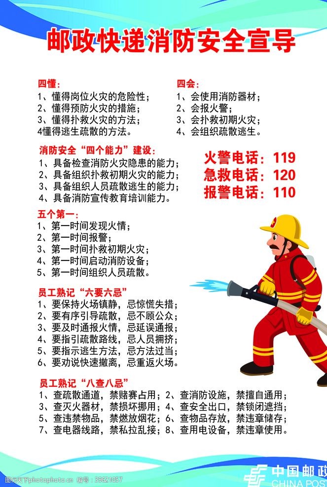 邮政卡消防制度图片