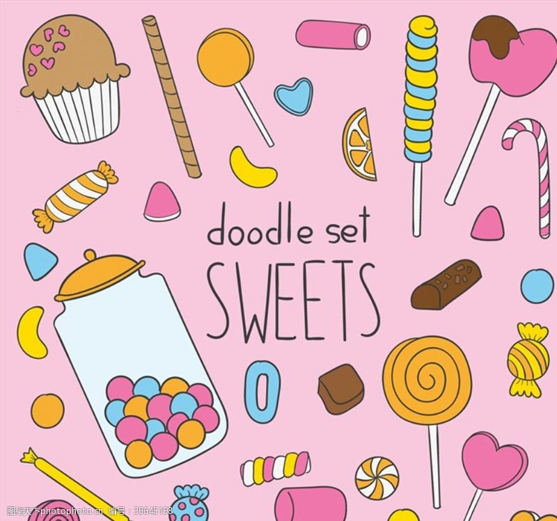 拐棍糖彩绘甜品背景图片