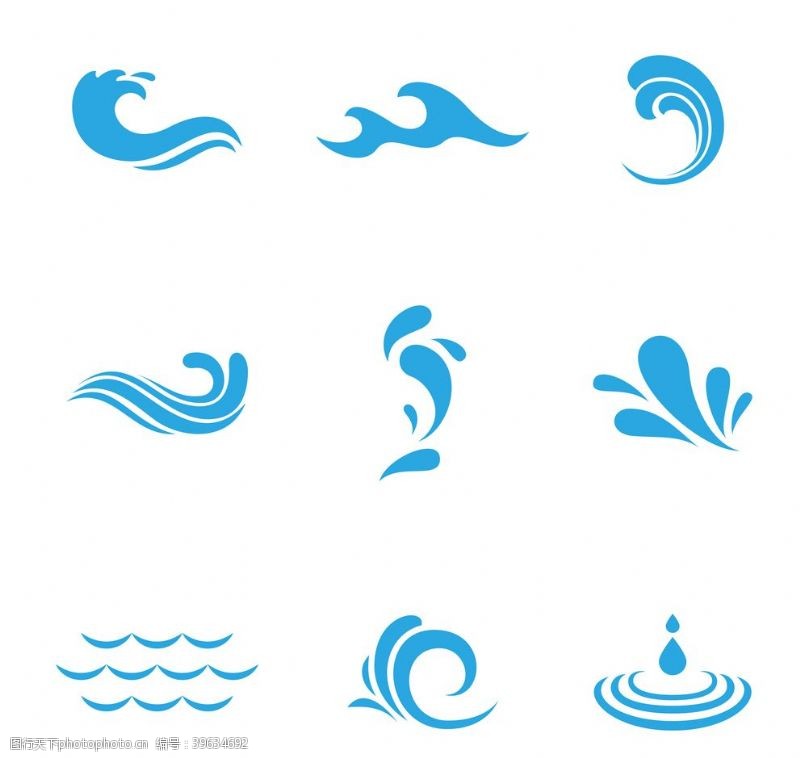 水滴标志浪花集合图图片