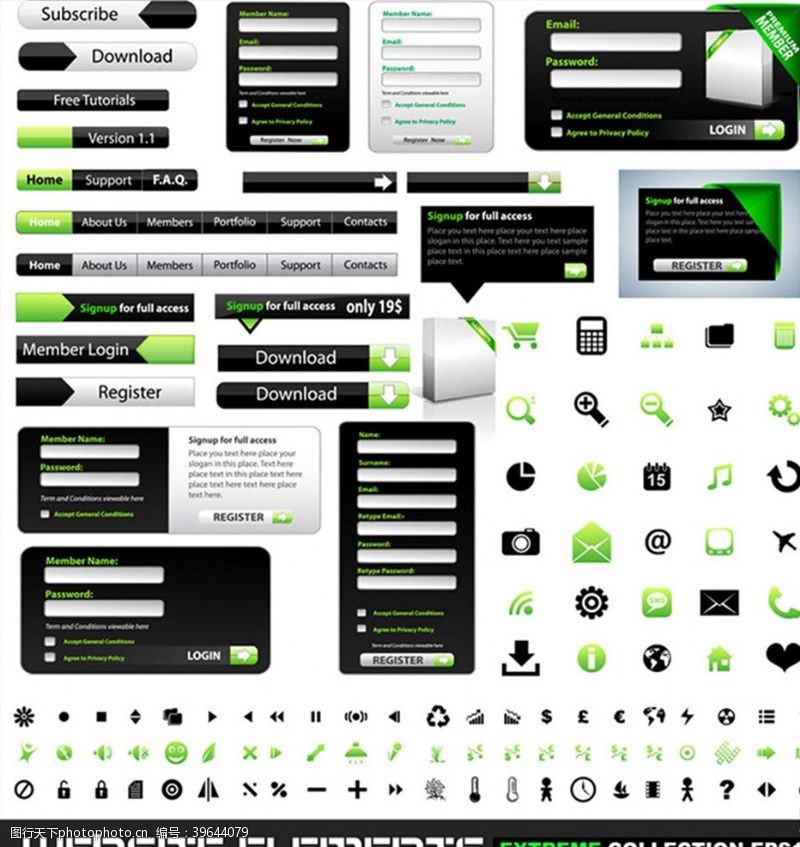 网页设计元素绿色网页元素图片