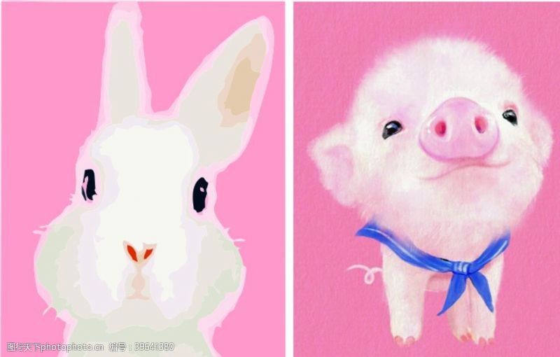 粉色房子兔子猪图片
